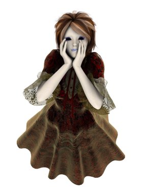 3d cg işleme bir kız figürü oyuncak bebek