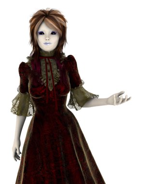 3d cg işleme bir kız figürü oyuncak bebek