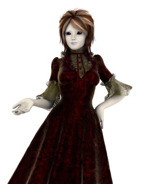 3d cg işleme bir kız figürü oyuncak bebek