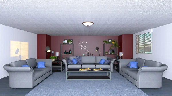 3D cg-rendering av vardagsrum — Stockfoto