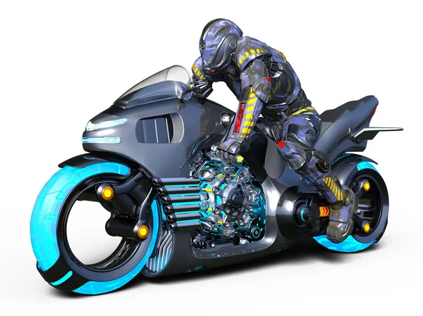 Rendering 3D CG di un cyborg rider — Foto Stock