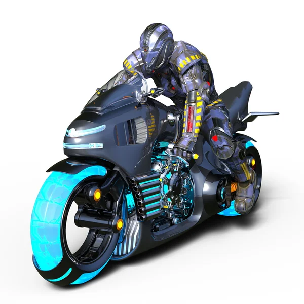 Representación 3D CG de un ciclista cyborg — Foto de Stock