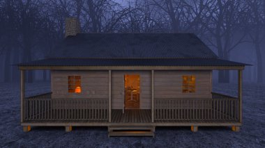 3d cg işleme bir dağ Hut