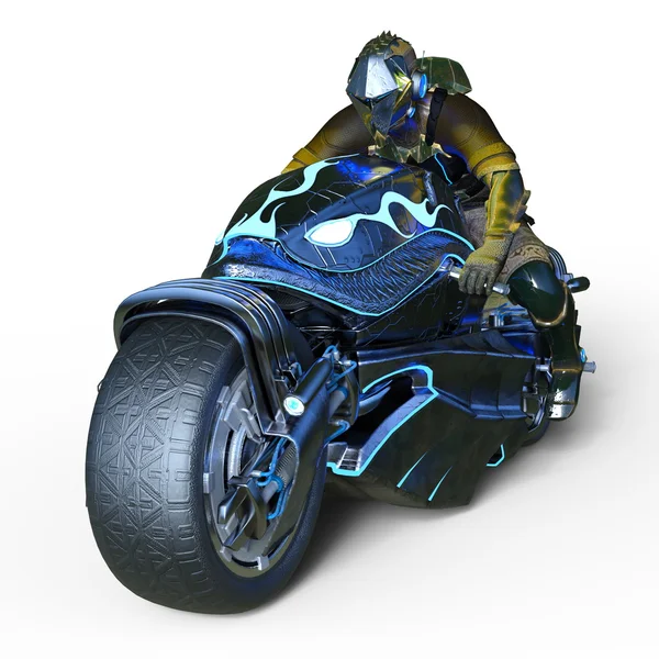3D cg-rendering av en cyborg ryttare — Stockfoto