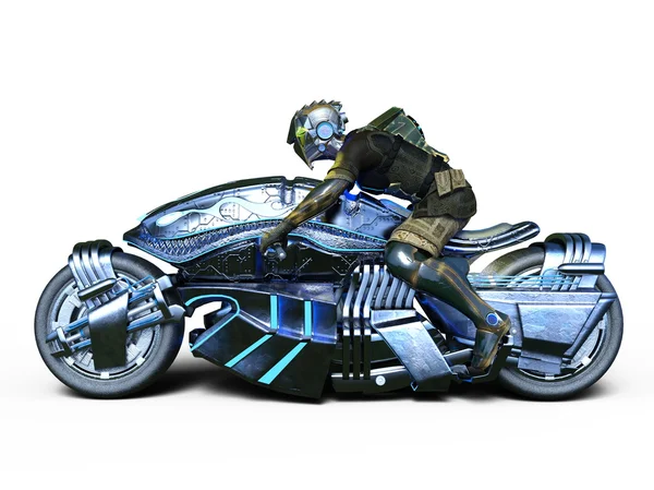 Rendering 3D CG di un cyborg rider — Foto Stock