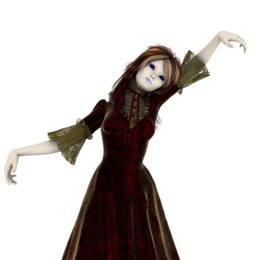 3d cg işleme bir kız figürü oyuncak bebek