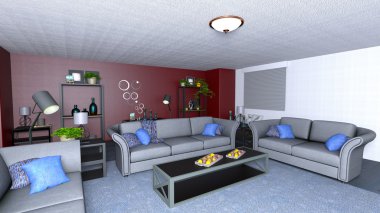 3d cg işleme bir oturma odası