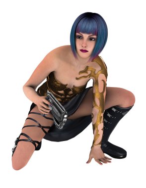 bir kadın savaşçı 3d cg render