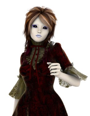 3d cg işleme bir kız figürü oyuncak bebek