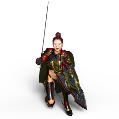 bir kadın şövalye 3d cg render