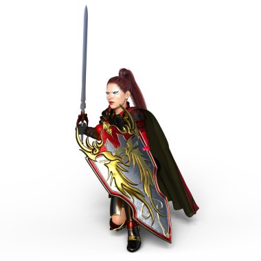 bir kadın şövalye 3d cg render