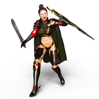 bir kadın şövalye 3d cg render