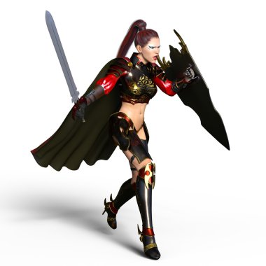 bir kadın şövalye 3d cg render