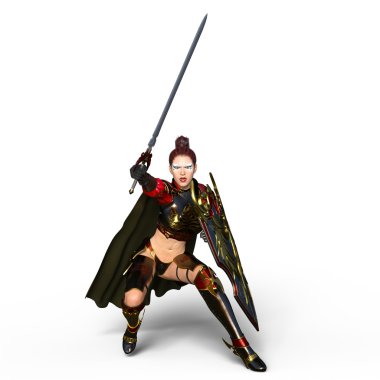 bir kadın şövalye 3d cg render