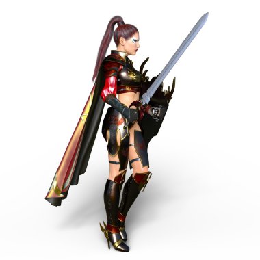 bir kadın şövalye 3d cg render