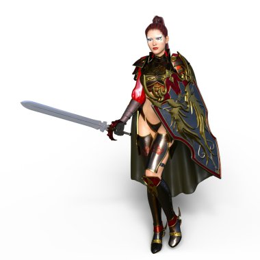 bir kadın şövalye 3d cg render