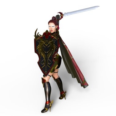 bir kadın şövalye 3d cg render