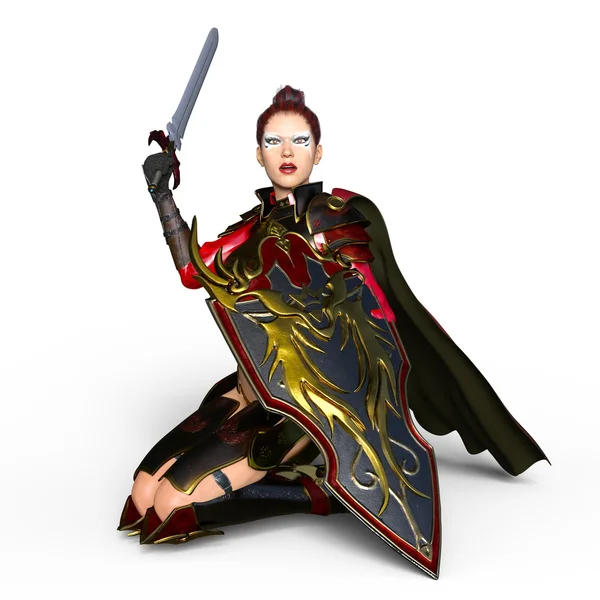 bir kadın şövalye 3d cg render