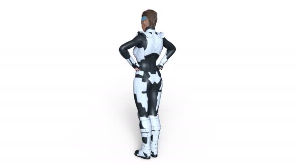 3D CG representación de una super mujer — Vídeo de stock