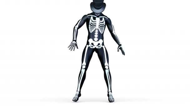 3D CG-рендеринг человека в костюме скелета — стоковое видео