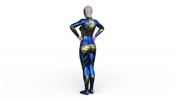 3D CG rendering of a female android — Stock Video