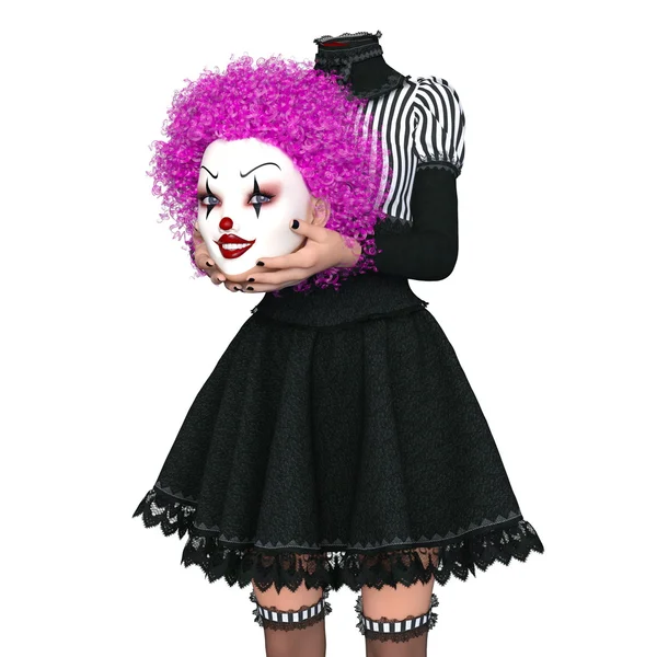 3D CG rendering of a clown makeup woman — Stock Photo, Image