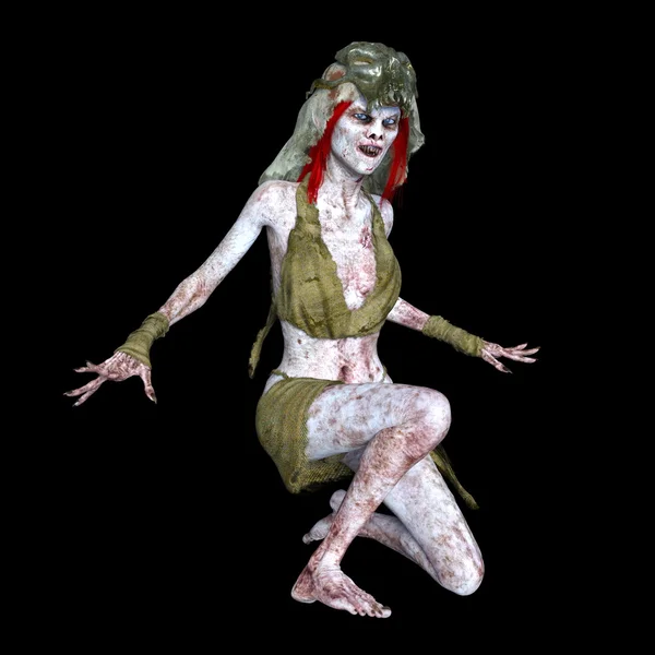 3D CG-gjengivelse av en kvinnelig zombie – stockfoto