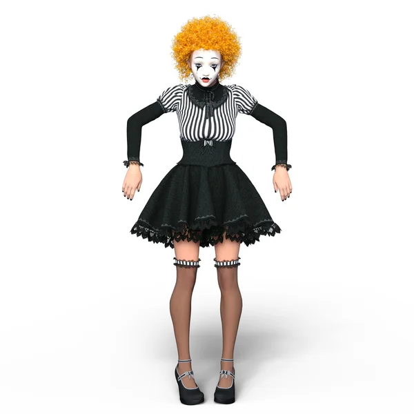 3D CG rendering of a clown makeup woman — Stock Photo, Image