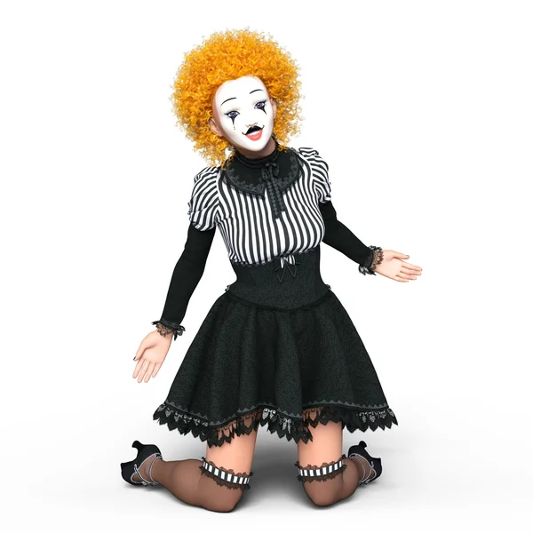 Rendering 3D CG di una donna trucco clown — Foto Stock