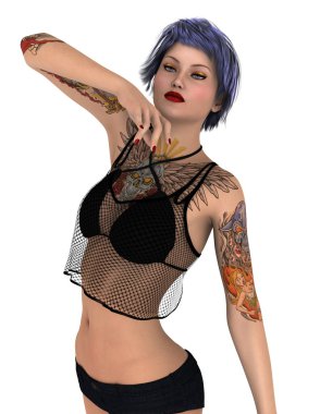 genç bir kadının 3d cg işleme