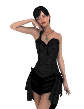 genç bir kadının 3d cg işleme