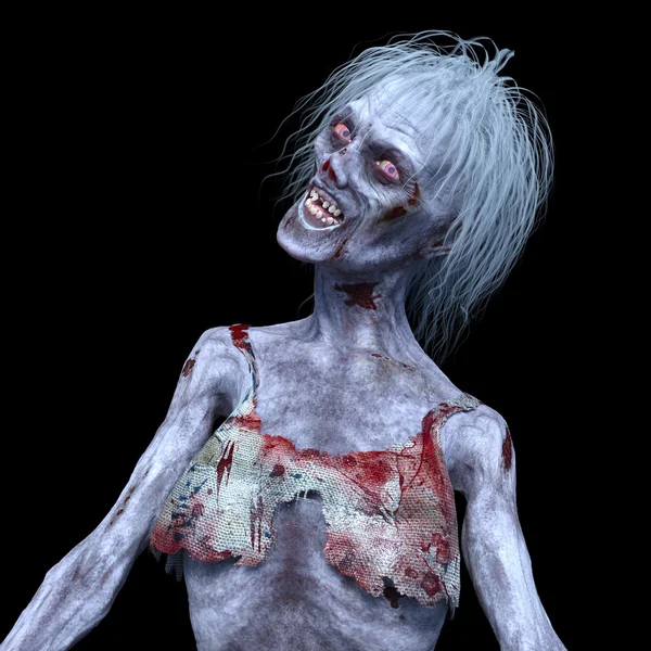 3D cg-rendering av en kvinnlig zombie — Stockfoto