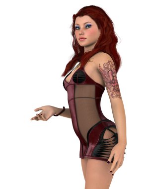 genç bir kadının 3d cg işleme