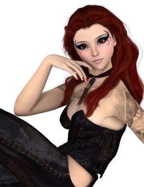 genç bir kadının 3d cg işleme