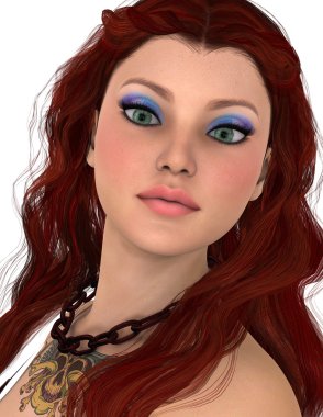 genç bir kadının 3d cg işleme