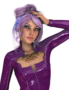 genç bir kadının 3d cg işleme