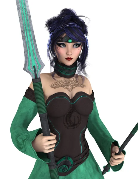 3D CG representación de una guerrera femenina —  Fotos de Stock