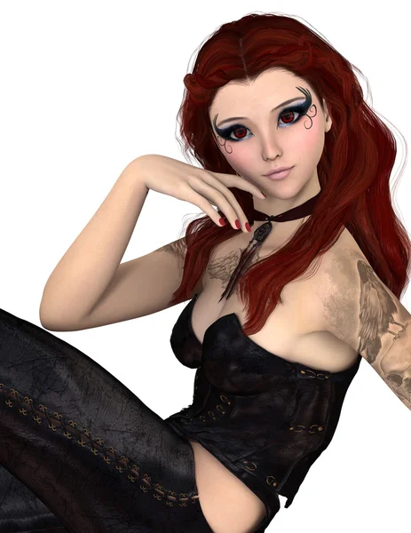 genç bir kadının 3d cg işleme