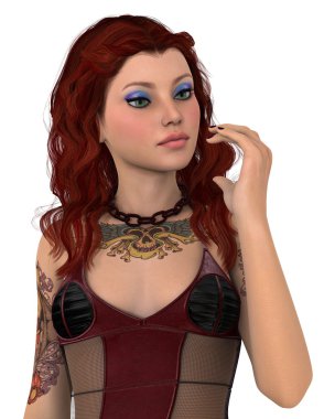 genç bir kadının 3d cg işleme