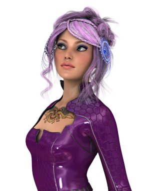 genç bir kadının 3d cg işleme