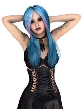 genç bir kadının 3d cg işleme