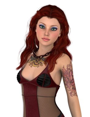 genç bir kadının 3d cg işleme