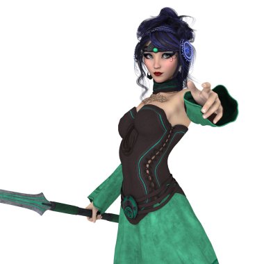 bir kadın savaşçı 3d cg render