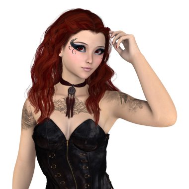 genç bir kadının 3d cg işleme