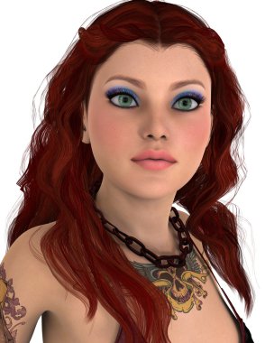 genç bir kadının 3d cg işleme