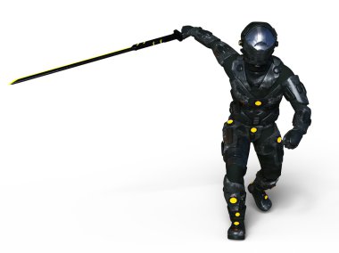 bir cyborg fencer 3d cg render