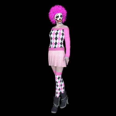 3d cg işleme bir palyaço makyaj kadın