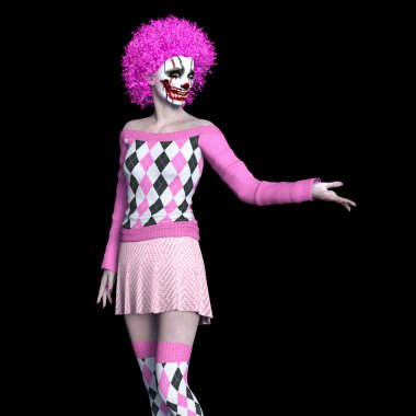 3d cg işleme bir palyaço makyaj kadın