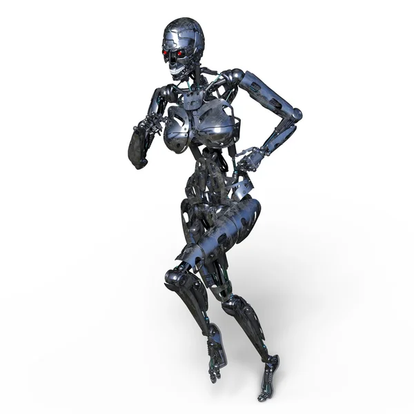 3D-cg rendering van een vrouwelijke robot — Stockfoto
