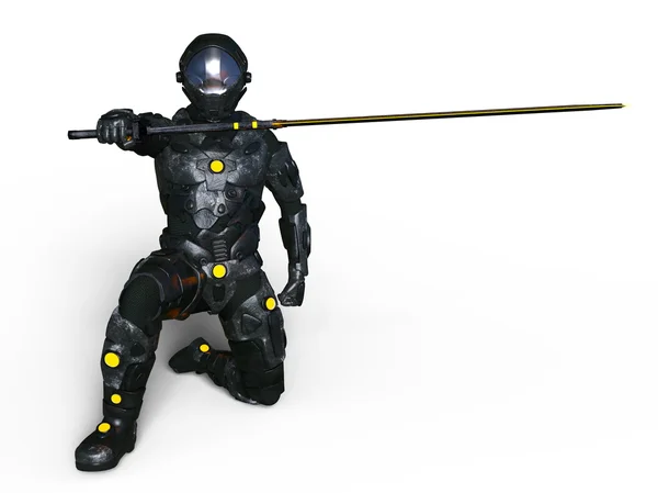 3D CG rendering of a cyborg fencer — Stock Photo, Image